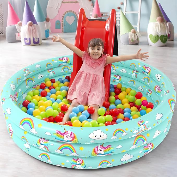Jasonwell Inflatable Baby Kiddie Pool - Toddler Pool Kids Paddling Baby Swimming Pools Blow Up Ball Pit Infant Wading Pools for Backyard Piscina Inflable para Niños (51in Unicorn)