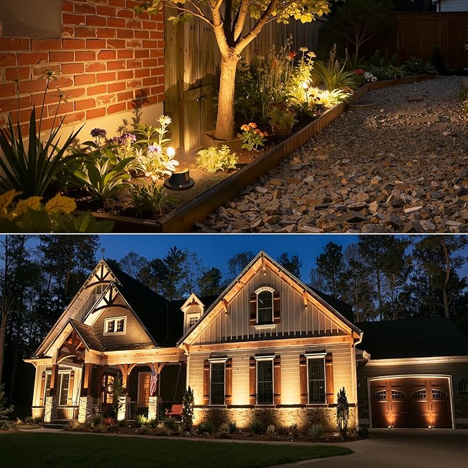 All-in-One Low Voltage Landscape Lighting 12W LED Well Lights IP67 Outdoor In-Ground Lights Waterproof with Transformer, 2700K Warm White Pathway Lighting for Yard Garden, 8 Pack
