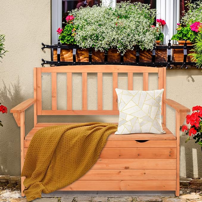 40Inch Outdoor Storage Box, Patio Deck Box Seat Chest for Garden, Outdoor Furniture Storage Deck Box Patio Storage Boxseat Box Backyard Storage Chest Outdoor Seating Box Storage Container - Orange Red