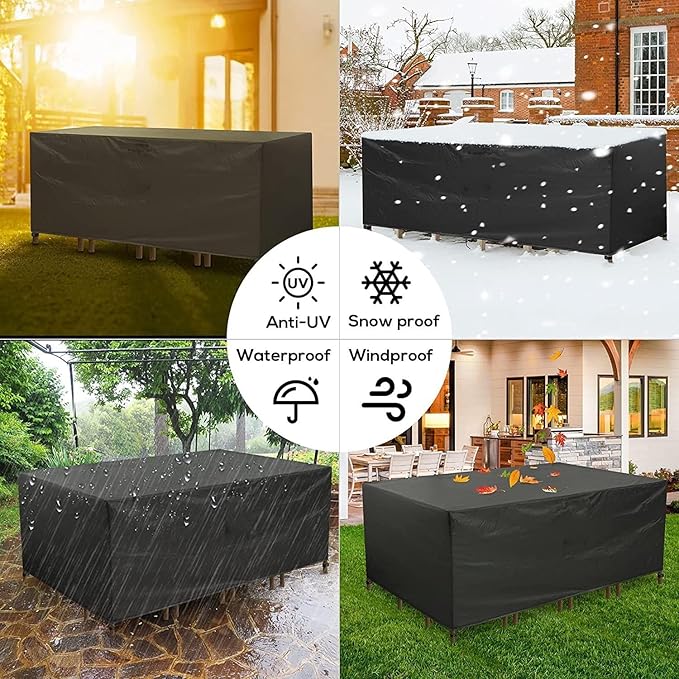 Outdoor Patio Furniture Covers Waterproof 600D Rectangular Outdoor Table and Chair Set Cover Wind Dust Proof Anti-UV Durable Patio Sectional Couch Cover 64" L x 48" W x 40" H / 160x120x100cm