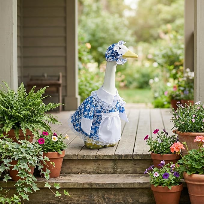 Summer Porch Goose Outfits, Cute Daisy Dress Costume for 23 Inch Goose Statue, Flower Goose Clothes for Garden Porch Yard Lawn Patio Decor