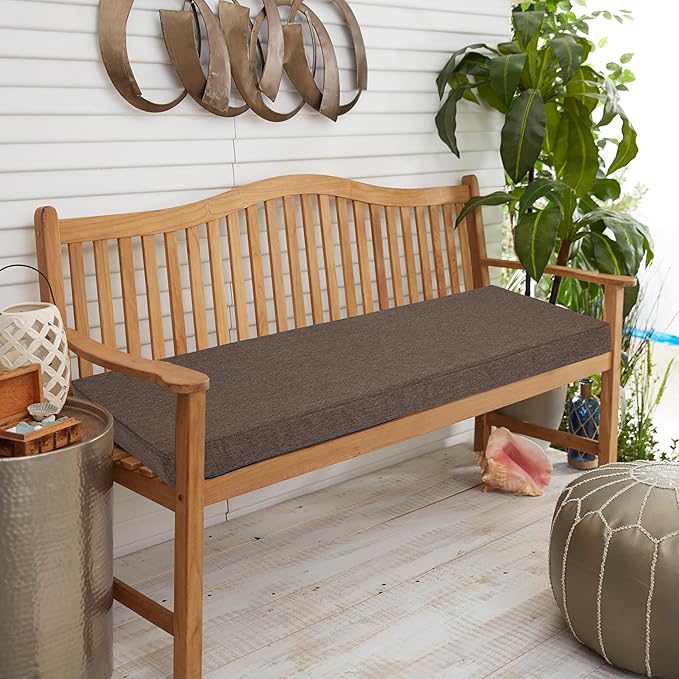 FUNHOME Outdoor Bench Cushion Covers,54" x 18" x 3", No Insert! Patio Bench Cushion Covers for Outdoor Furniture,Water Resistant Patio Loveseat Cushion Covers 1 Pack, Brown(Covers ONLY)