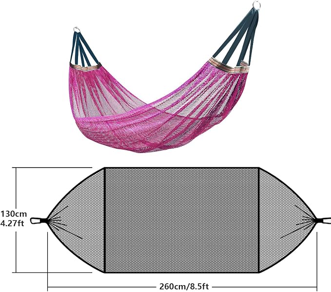 RANIT Outdoor Hammock, Super Soft and Breathable Nylon Mesh Hammock - Maximum Load of 650 LB (Pink)