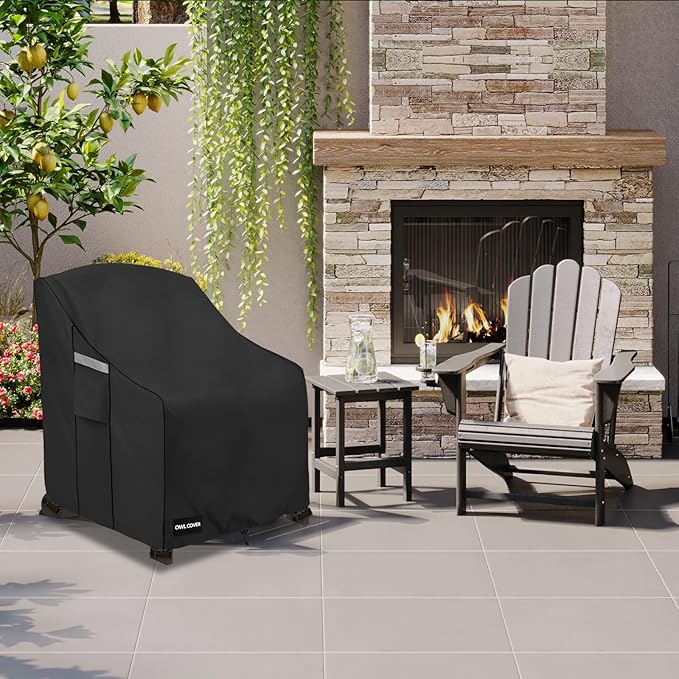 Outdoor Chair Covers 30" W x 34" D x 36" H,600D Heavy Duty Waterproof Patio Chair Cover,Outdoor Furniture Covers for Lawn/Garden Chiar,Black