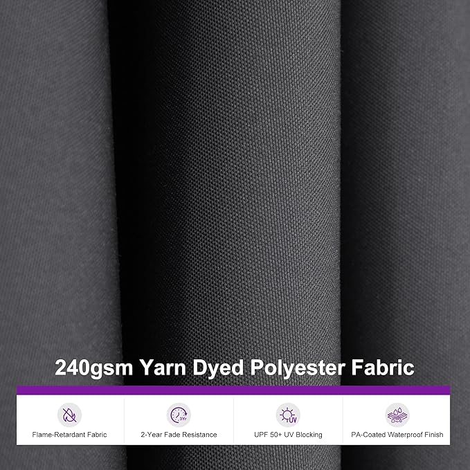 PURPLE LEAF 11' x 8' Rectangular Semi-Auto Outdoor Patio Umbrella Aluminium Market Umbrella Table Sun Umbrella with 1.89" Rod and 8 Sturdy Ribs for Deck Lawn Pool Garden, Gray