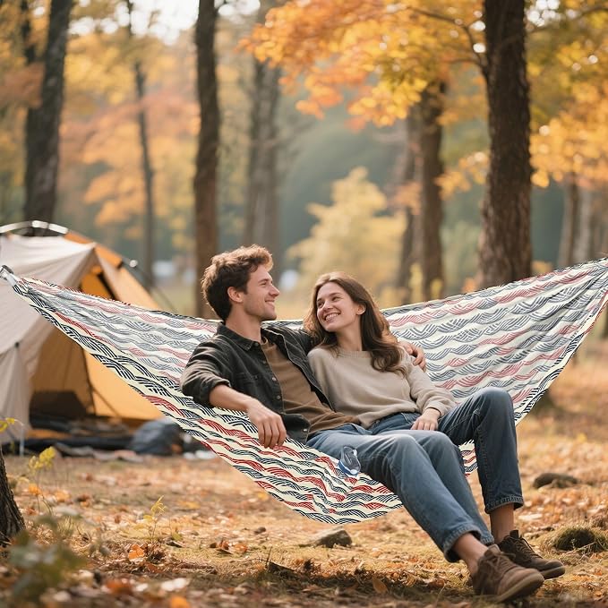American Flag Retro Outdoor Hammock Rope Hammock for Outside Patio Garden