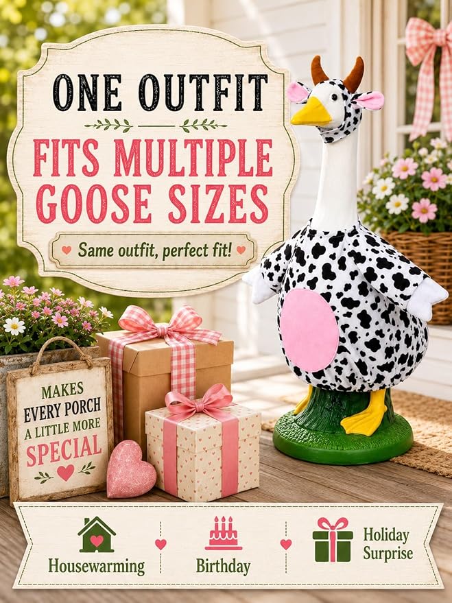 Porch Goose Outfits - 23" /17" Porch Goose Clothes for Lawn Yard (White-C)