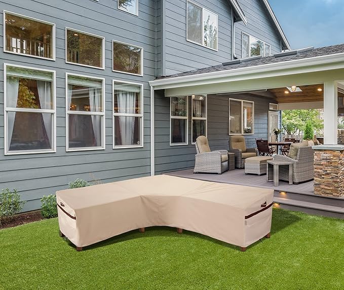 Patio V-Shaped Sectional Lounge Set Cover Waterproof 102''W x 102''L x 35.5''D x 31/26''H Outdoor Sofa Furniture Covers