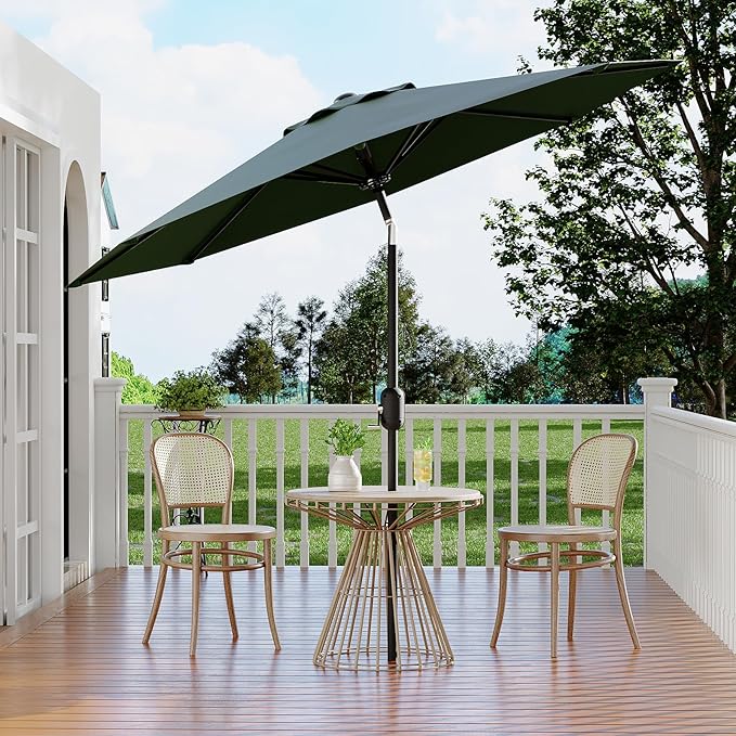 10Ft Patio Umbrella - 8 Sturdy Ribs Outdoor Table Umbrella with Crank Lift & Push Button Tilt - Market Umbrella for Pool, Deck, Yard, Garden - Turquoise