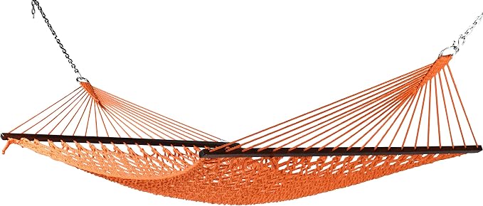 Rope Hammock and Tri Beam Stand (Orange Hammock and Black Stand)