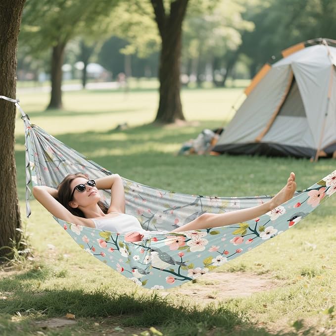 Camping Hammock Outdoor Hammocks for Outside Cute Birds A Branch Beach Trees Portable Lightweight with Pockets Tree Straps Indoor