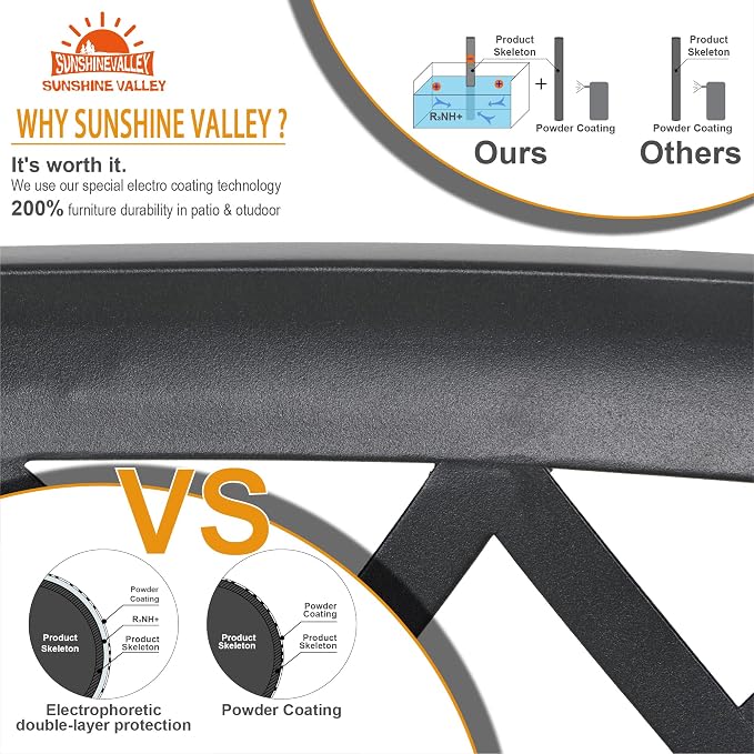 SUNSHINE VALLEY Patio Dining Set,60x38 Outdoor Table w/Umbrella Hole | Outdoor Table and Chairs Set w/ Umbrella Hole, 2 Leg Chairs, 2 Swivel Chairs, 1 Metal Table and 1 Cushioned Bench