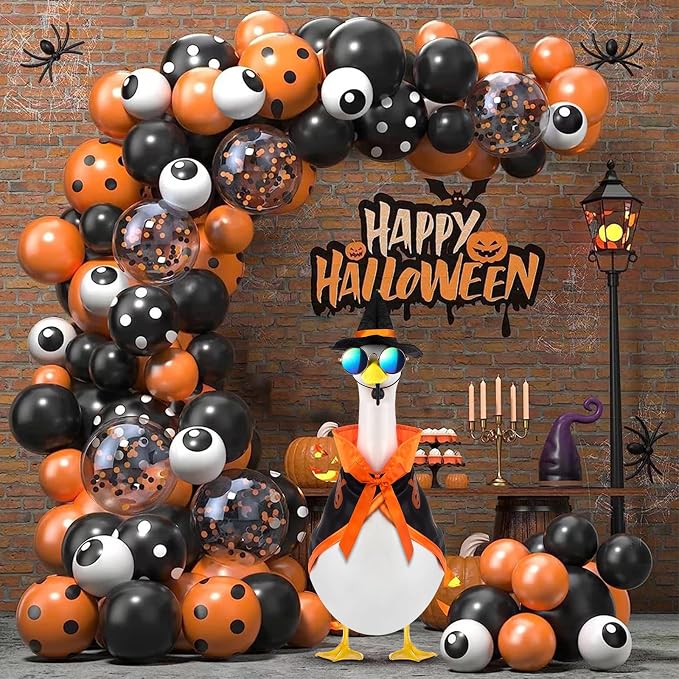 Halloween Porch Goose Outfits, Fall Goose Clothes Fits 17-23 in Statue | Goose Costume with Hat & Sunglasses for Cement Plastic Outdoor Patio Yard Lawn Duck Party Decoration