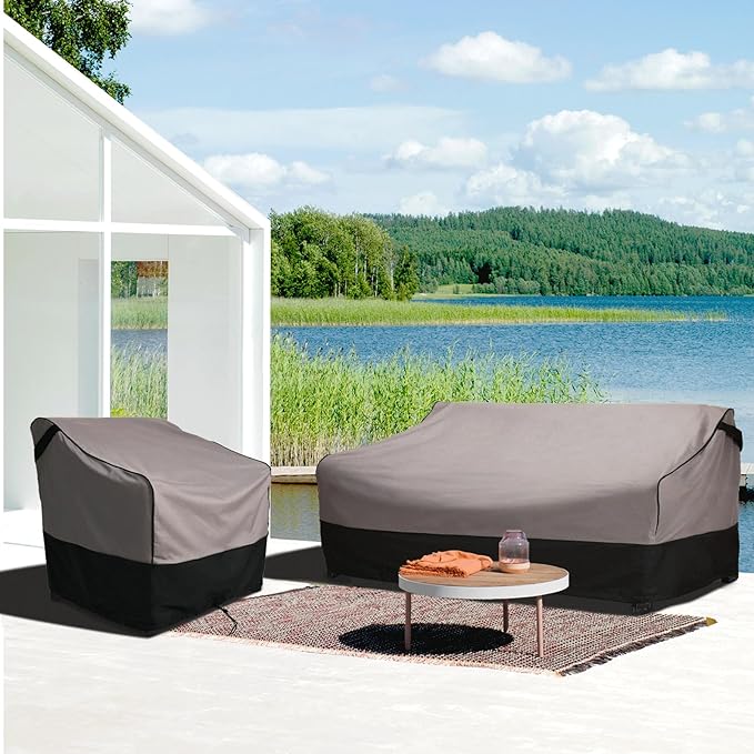 FORSPARK Patio Sofa Cover Waterproof, Heavy-Duty 2-Seater Outdoor Loveseat Cover, Universal Fit for Small Couches & Benches, Fits up to 54”W x 38”D x 35”H