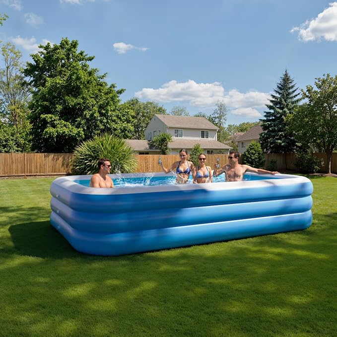 Inflatable Pool for Adults, 115" x 68" x 22" Blow Up Pools, Rectangular Family Swimming Pool