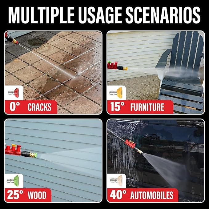MZK Pressure Washer, 3.0GPM Power Washer with 360° Lockable Wheels and 4 Quick-Connect Nozzles, Foam Cannon for Easy Replacement, High-Pressure Cleaning of Cars, Fences, Driveways
