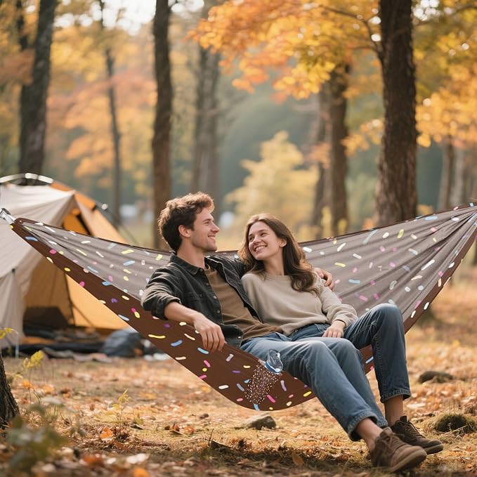 Graffiti Colorful Crumbs Camping Hammock, Portable Lightweight Single Hammock with Tree Straps and Aluminum Carabiners, 114" x 54" Travel Hammock for Hiking Backpacking Beach