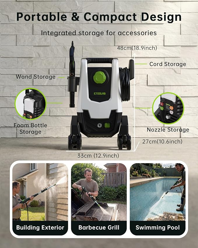 Pressure Washer, 5000PSI 3.0GPM Power Washer with Foam Cannon,4 Quick Connect Nozzles, 23FT Hose High Pressure Washer for Cars, Fences, Patios, and Driveway