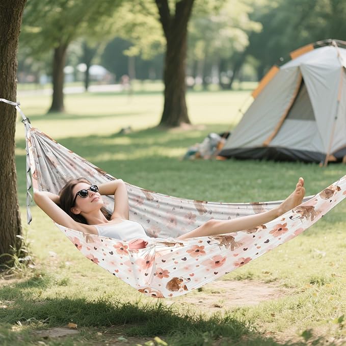 Camping Hammock Outdoor Hammocks for Outside Cocker Spaniel Dog Beach Trees Portable Lightweight with Pockets Tree Straps Indoor Small