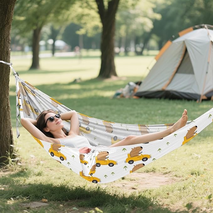 Camping Hammock Outdoor Hammocks for Outside Capybara Car Cute Beach Trees Portable Lightweight with Pockets Tree Straps Indoor