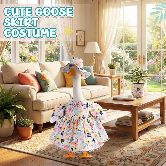 FuWeave Fall Porch Goose Outfit for Lawn Decor | Fits 23"/17" Lawn Plastic/Cement Statue Goose Costume Dress for Front Outdoor Courtyard Garden Patio Yard Decoration