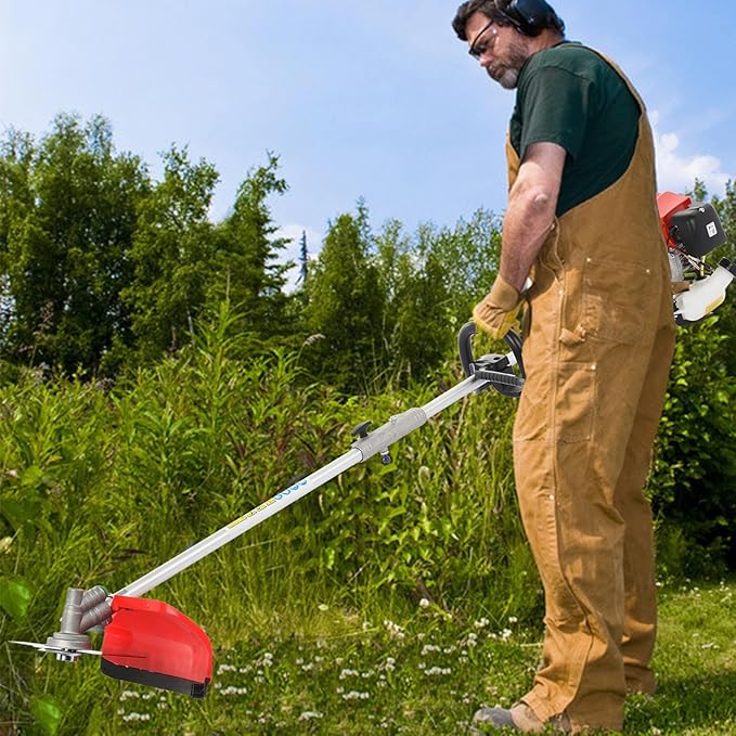 Weed Eater Gas Powered Hedge Trimmer Strong Powerful Full Functioning Guard Accessories Hedge Trimmer 52cc Petrol Hedge Trimmer Chainsaw Brush Cutter Red