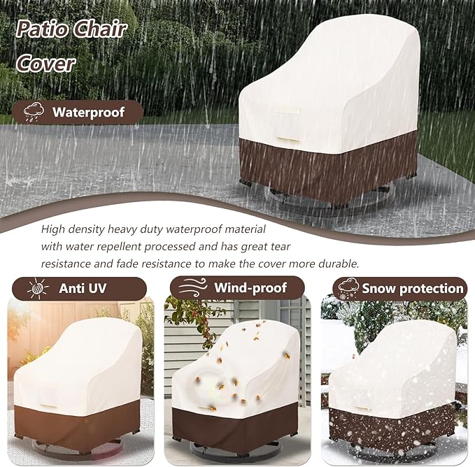 Bitubi Waterproof 4 Pack Outdoor Swivel Chair Cover for Patio Chair Size Up to 33W x 35D x 38.5H inch,Outdoor Lawn Patio Furniture Covers (Brown)