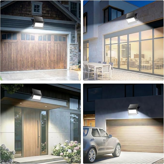 Solar Motion Lights Outdoor, Dual Color Temperature 3-Mode Lighting Wall Spotlight with Remote Control,IP66 Security Flood Light Outdoor Waterproof,Solar Floodlights for Patio Garden Garage, 4 Pack