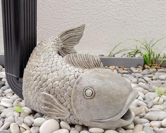 Teaeeno Fish Gutter Downspout Extension Decoration,3''x4'' Downspout Extender Diverter Splash Block Sculpture Outdoor Decor,Animal Resin Statue Ornaments, for Garden,Terrace,Lawn,Yard