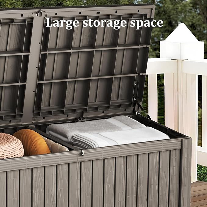 180 Gallon Resin Large Deck Box Organization and Storage Box for Patio, Outdoor Cushions, Garden Tools, Gray