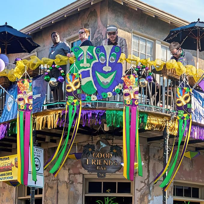 NOVWANG 2 Pieces Mardi Gras Wind Sock, 40 Inch Wind Socks Mardi Gras Outdoor Decorations Purple Green Yellow Holiday Windsock Flags for Yard Garden Home Party Hanging Decor