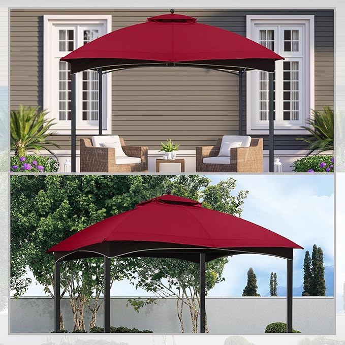 MASTERCANOPY Replacement Canopy Top for Lowe's Allen Roth 10x12 Gazebo #GF-12S004B-1 (Burgundy,Polyester)