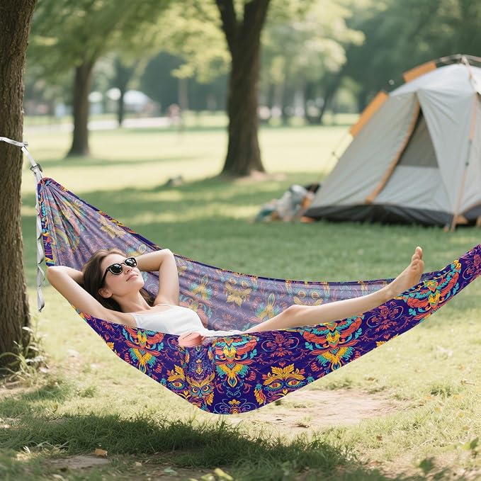 Camping Hammock Outdoor Hammocks for Outside Decorative Owl Design Beach Trees Portable Lightweight with Pockets Tree Straps Indoor