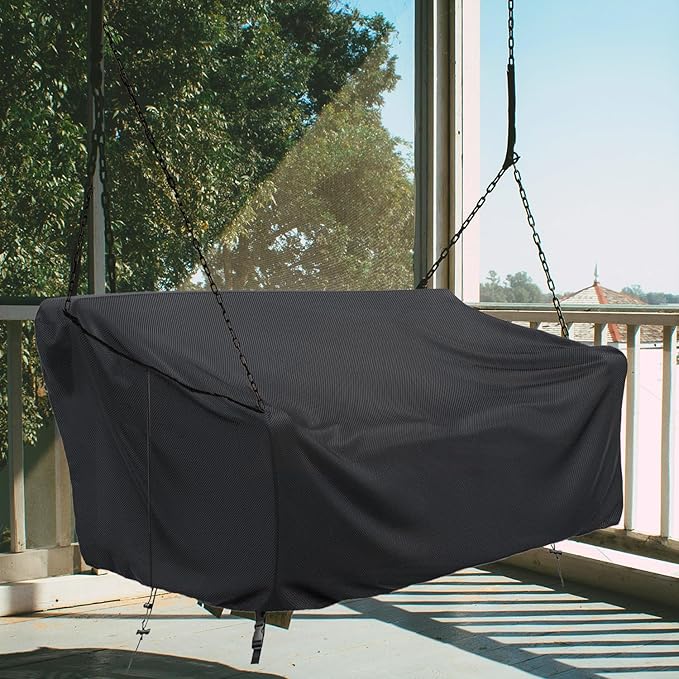 Porch Swing Cover Waterproof Outdoor Hanging Swing Cover Tear resistant All WeatherProof Patio Furniture Covers (Black, 85x45x(32-24)inch) (56x28x(32-24)Inch)
