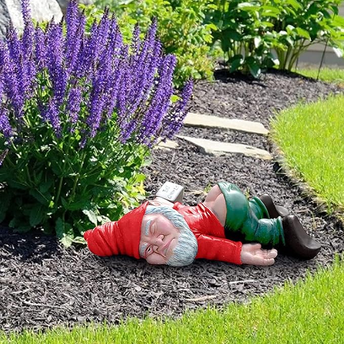 Funny Drunk Dwarf Garden Gnome Statues Decoration, Creative Statue Resin Sculpture Novelty Gift for Outdoor Indoor Patio Yard Lawn Porch Ornament Decor