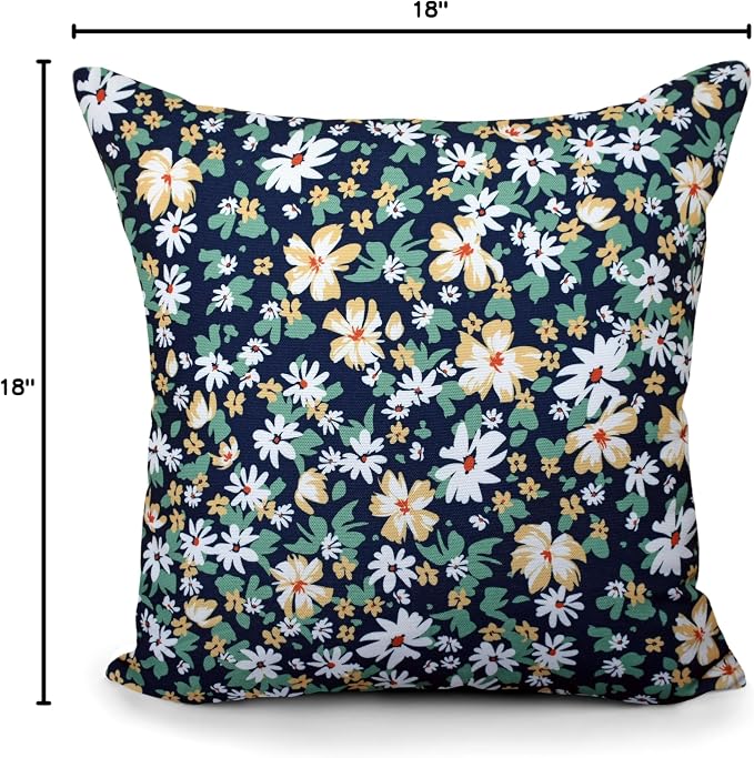 COZY TRENDS Decorative Indoor Outdoor Waterproof Throw Pillows with Inserts - Stylish Comfort for Your Patio Furniture, Garden Chairs, or Indoor Décor 18x18 Inches | Set of 2 (Blue)