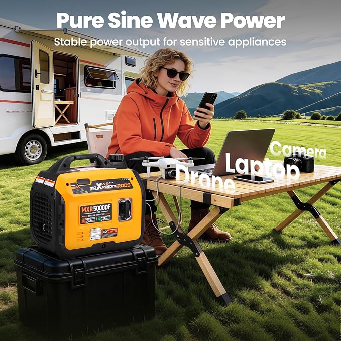 maXpeedingrods 5KW Dual Fuel Inverter Generator for RV Outdoor Events Home | 5000 Watt Gasoline&Propane Powered,CO Auto-Shutdown,Parallel,EPA & UL 2201 Certified,LPG Extended Runtime,Compact MXR5000DF