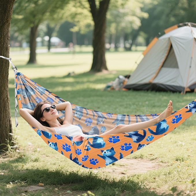Camping Hammock Outdoor Hammocks for Outside Kitten Orange Beach Trees Portable Lightweight with Pockets Tree Straps Indoor