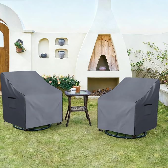 Outdoor Swivel Chair Cover 2 Pack,600D Heavy Duty 100% Waterproof Outdoor Chair Covers,Patio Furniture Covers for Swivel Patio Chairs,30" W x 34" D x 36" H,Grey