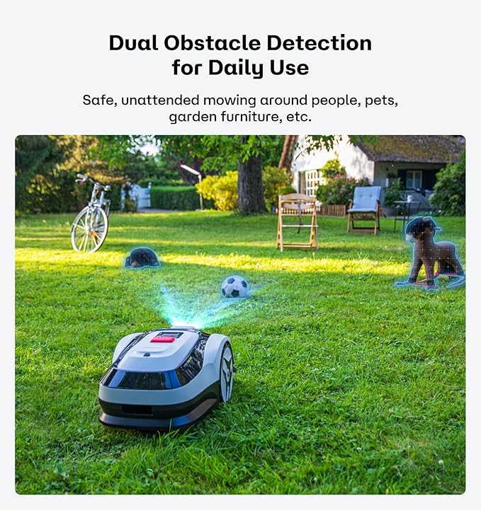Raccoon 2 SE Robot Lawn Mower with Replaceable Front Wheels, Auto Mapping Robotic Lawnmower for 0.15 Acre with APP Control, Vision Navigation, 20Β°Slope, Ideal Robot Mower for Small Lawns