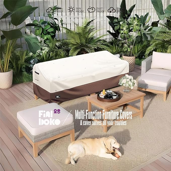 2-Seater Outdoor Couch Cover,58"Wx32"Dx31"H Patio Loveseat Cover,100% Waterproof Heavy Duty Patio Sofa Covers,Patio Furniture Covers,Beige&Brown
