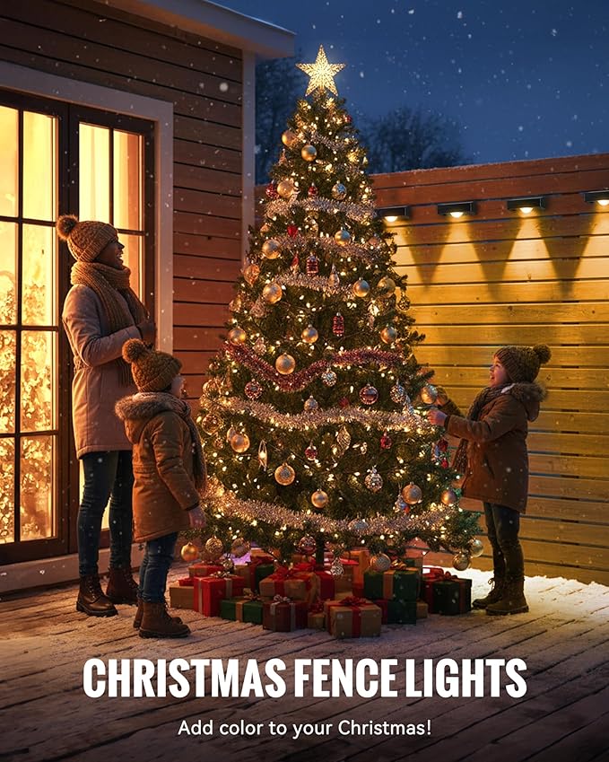Solar Fence Lights Outdoor, 3000/4500/6000K 3 Mode, Fence Lights Solar Powered for Outside Backyard, Railing, Step, Patio, Fence Post, Home Improvement Garden Decor,8 Pack