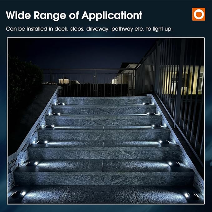 addlon Solar Dock Lights Marine 12 Pack, 2CCT Outdoor Driveway Marker Deck Lights, IP67 Waterproof, Solar Powered Deck Light for Pathway Warning Step Sidewalk Patio, Warm White & Cool White, FCC