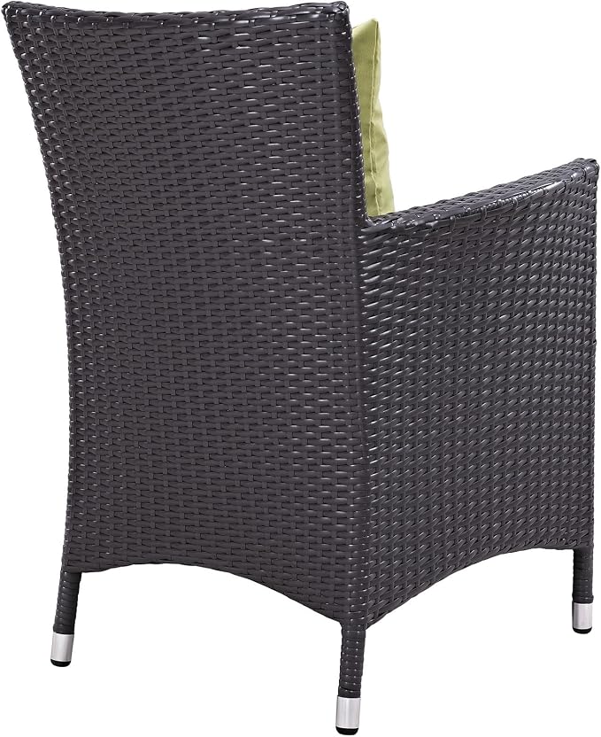Modway Convene Wicker Rattan Outdoor Patio Dining Armchair With Cushion in Espresso Peridot