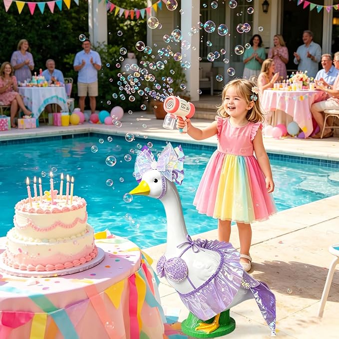 Mermaid Porch Goose Outfits, Summer Lawn Goose Statue Bikini Costume, Cement/Plastic Goose Clothes swimsuit,23" Yard Goose Statue Patio Garden Decoration (purple)