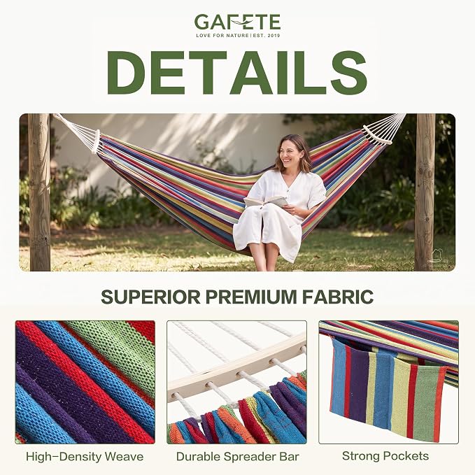 GAFETE Double Hammock for Outside with Tree Straps, Replacement for Stand(Classic Red, Medium)