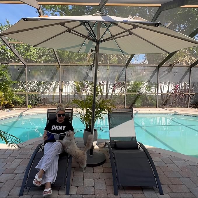 PURPLE LEAF 11.5 FT Semi-Auto Outdoor Patio Umbrella Market Table Sun Umbrellas with 8 Aluminum Sturdy Ribs for Backyard Deck Garden Pool (Gray Pole Gray Canopy)