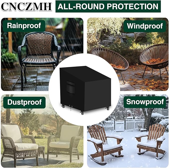 Heavy Duty Patio Chair Covers Waterproof Outdoor, 2 Pack 600D Patio Furniture Covers for Outdoor Rocking Swivel Adirondack Chairs, Lounge Deep Seat 40'' W x 40''D x 28''H/ 36''H Black