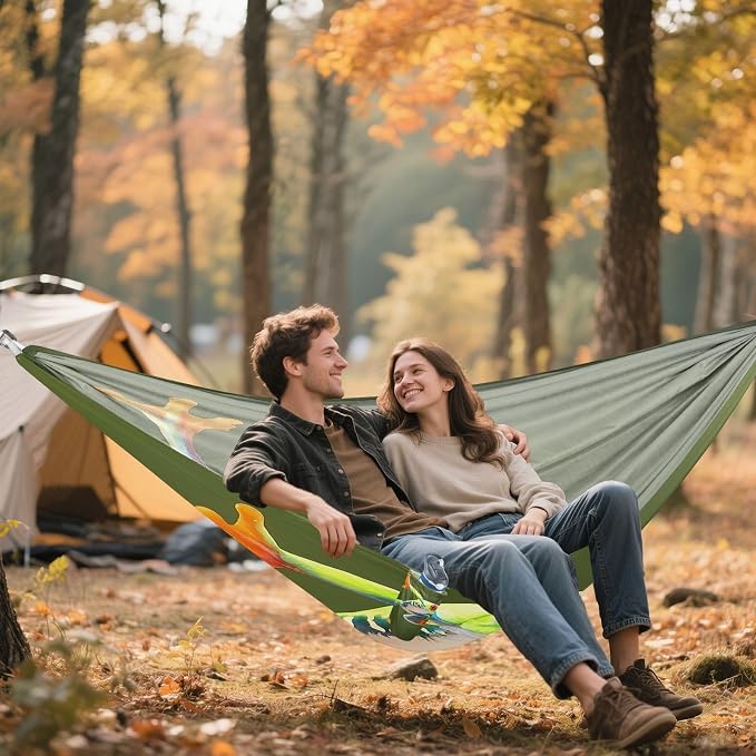 Red Eyed Tree Frog Camping Hammock, Portable Lightweight Single Hammock with Tree Straps and Aluminum Carabiners, 114" x 54" Travel Hammock for Hiking Backpacking Beach