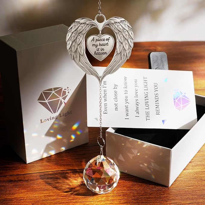 Memorial Sympathy Gifts for Loss of Loved One, in Memory of Loved One Gifts, Bereavement Remembrance Grief Gift for Loss of Mom Husband Son Daughter Dog, Christmas Memorial Suncatcher